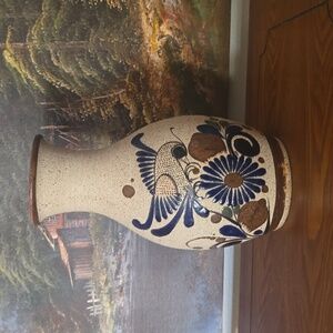 Tonala Vase Mexican Folk Art Pottery Vessel Handcrafted